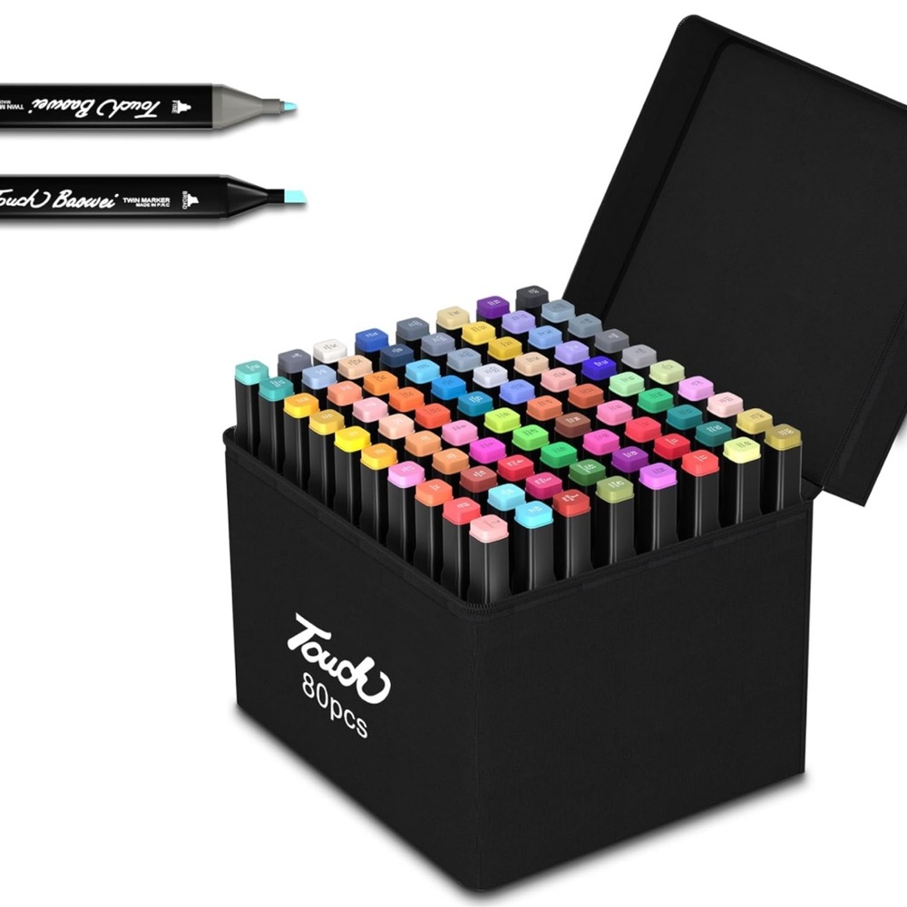 80 Colors Alcohol Markers,Brush & Chisel Dual Tip Markers Set